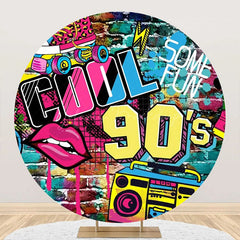 Lofaris Cool 90s Lip Disco Musical Round Backdrop For Party