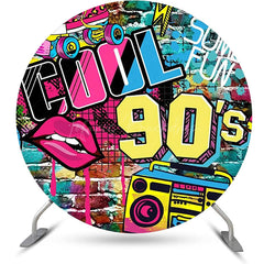 Lofaris Cool 90s Lip Disco Musical Round Backdrop For Party