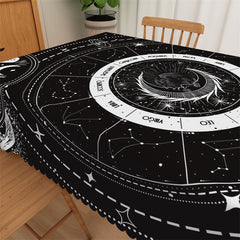 Lofaris Cool Constellation Compass Black Tablecloth For Kitchen