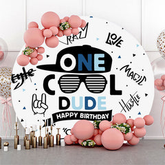 Lofaris Cool Dude Boy Happy 1st Birthday Round Backdrop