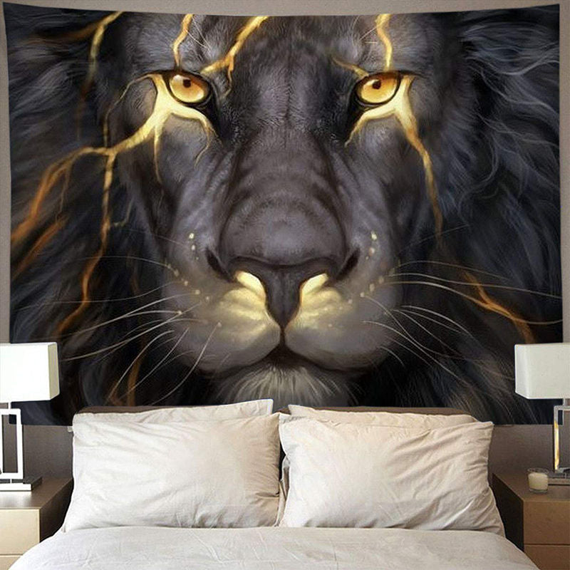 Lofaris Cool Majestic Mighty Domineering Black Lion Tapestry