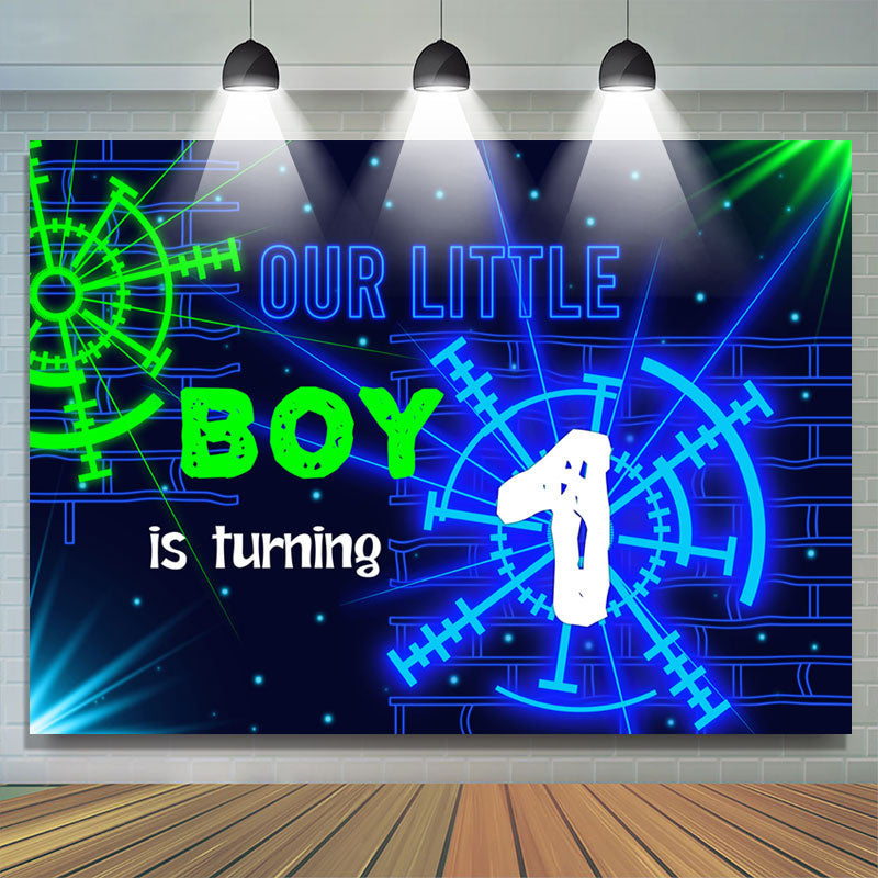 Lofaris Cool Neon Lighting Effect 1th Birthday Backdrop For Boy