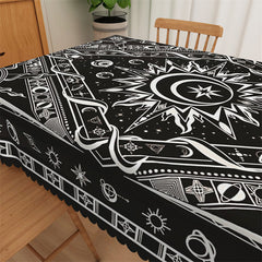 Lofaris Cool Stars Astrology Pattern Black Dining Tablecloth