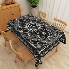 Lofaris Cool Stars Astrology Pattern Black Dining Tablecloth