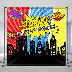 Lofaris Cool Stripe City Custom 5th Birthday Party Backdrop