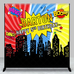 Lofaris Cool Stripe City Custom 5th Birthday Party Backdrop