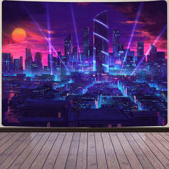 Lofaris Cool Sunset Futuristic Scient Cyber City Tapestry