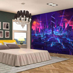 Lofaris Cool Sunset Futuristic Scient Cyber City Tapestry