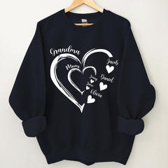 Lofaris Copy Of Heart Grandma Mom Custom Name Sweatshirt