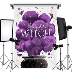 Lofaris Hello Witch Purple Magic Smoke Baby Shower Backdrop