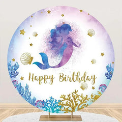 Lofaris Coral Shell Mermaid Circle Birthday Party Backdrop