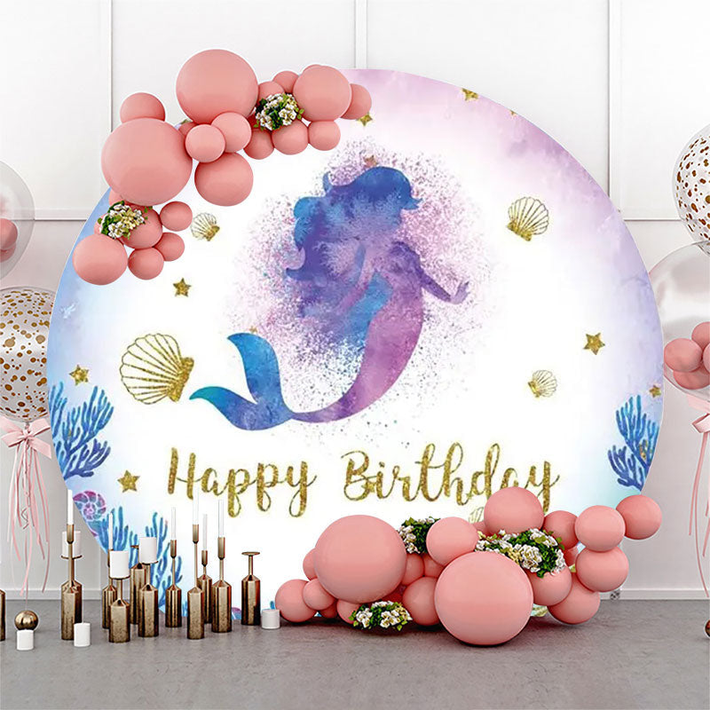 Lofaris Coral Shell Mermaid Circle Birthday Party Backdrop