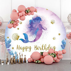 Lofaris Coral Shell Mermaid Circle Birthday Party Backdrop