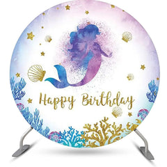 Lofaris Coral Shell Mermaid Circle Birthday Party Backdrop