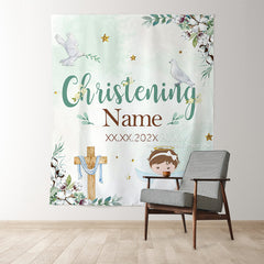 Lofaris Spring Greenery Christening Angel Dove Baptism Backdrop