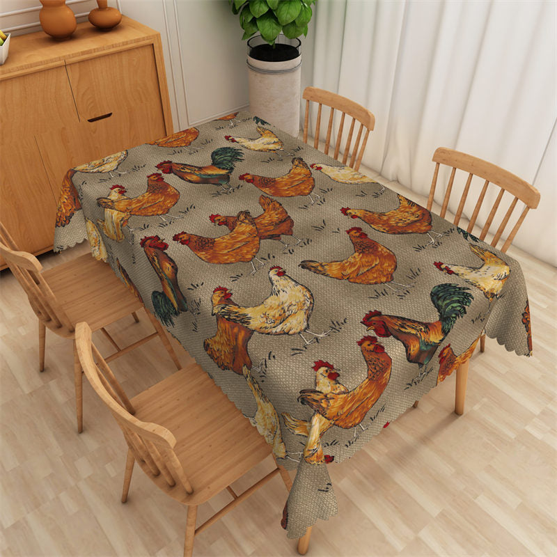 Lofaris Country Chicken Decorative Rectangle Tablecloth