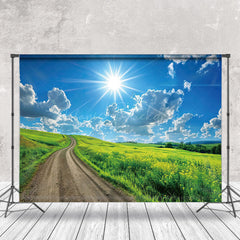 Lofaris Country Road Sunshine Blue Sky Spring Backdrop