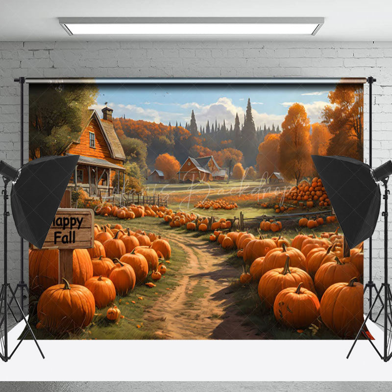 Lofaris Countryside Harvest Pumpkin Autumn Photo Backdrop