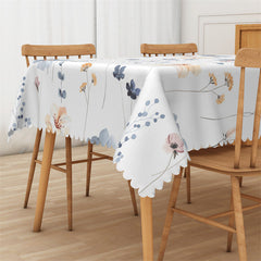 Lofaris Covered With Ink Flowers White Rectangle Tablecloth