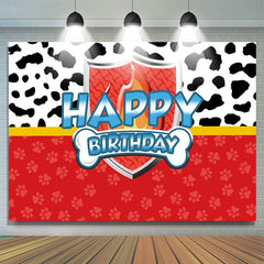 Lofaris Cow Pattern Dog Footprint Birthday Backdrop For Kids