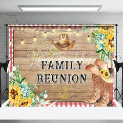 Lofaris Cowboy Floral Wood Hey Y All Family Reunion Backdrop