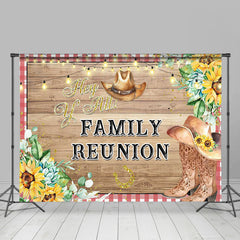 Lofaris Cowboy Floral Wood Hey Y All Family Reunion Backdrop