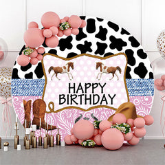 Lofaris Cowboy Horse Happy Birthday Round Backdrop Cover