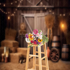 Lofaris Cowboy Retro Hay Wood Barn Door Photo Booth Backdrop