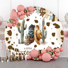 Lofaris Cowboy Sand Cactus Retro Round Baby Shower Backdrop