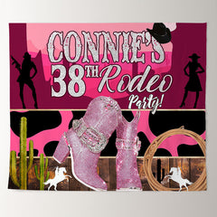 Lofaris Cowgirl Redeo Queen Pink Custom 38Th Birthday Backdrop