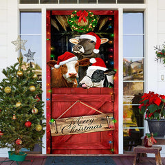 Lofaris Cowshed Livestock Red Merry Christmas Door Cover