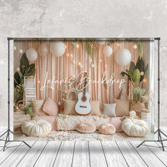 Lofaris Cozy Room Sofa Guitar Greenery Cake Smash Backdrop