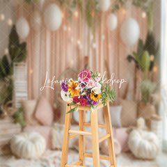 Lofaris Cozy Room Sofa Guitar Greenery Cake Smash Backdrop