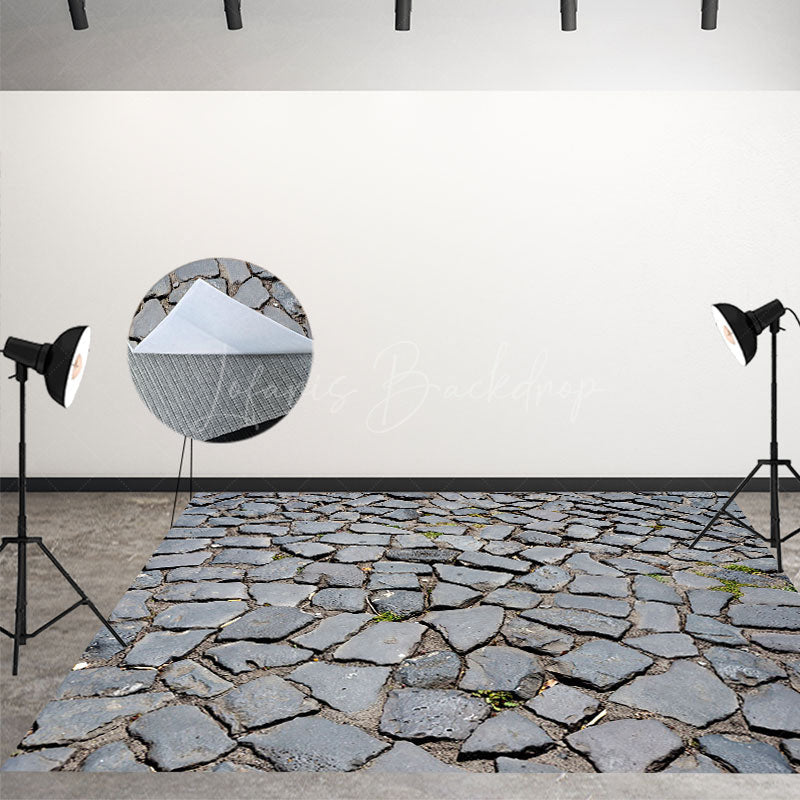 Lofaris Cracked Little Dense Stones Road Photo Floor Mat