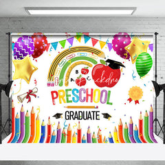 Lofaris Crayon Apple Tools Rainbow Preschool Grad Backdrop