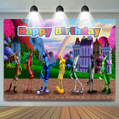 Lofaris Crayon Rainbow Cartoon Kits Happy Birthday Backdrop