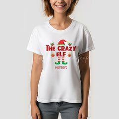 Lofaris Crazy Elf Family Christmas Custom Name T-Shirt