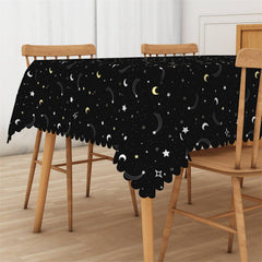 Lofaris Crescent Moon Black Decorative Rectangle Tablecloth