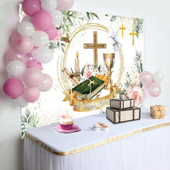 Lofaris Cross Flowers Pigeon Holy Grail Baptism Backdrop