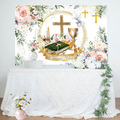 Lofaris Cross Flowers Pigeon Holy Grail Baptism Backdrop