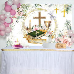 Lofaris Cross Flowers Pigeon Holy Grail Baptism Backdrop