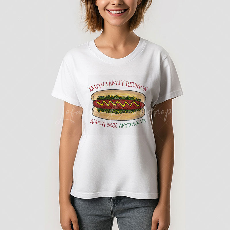 Lofaris Cuastom Family Reunion Picnic Hot Dog T-Shirt