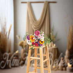 Lofaris Curtain Dried Flowers Indoor Boho Photo Backdrop