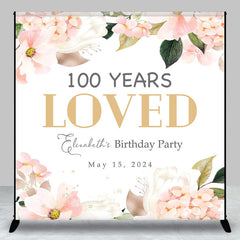 Lofaris Custom 100 Years Loved Foral Birthday Party Backdrop