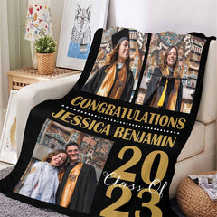 Lofaris Custom 2023 Collage Graduates Blanket With Photo