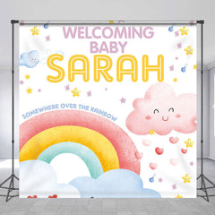 Lofaris Custom Adorable Pink Rainbow Baby Shower Backdrop for Girl