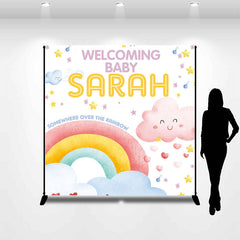 Lofaris Custom Adorable Pink Rainbow Baby Shower Backdrop for Girl