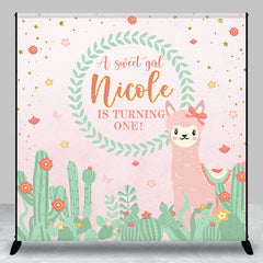 Lofaris Custom Alpaca Cactus Flowers 1st Birthday Backdrop