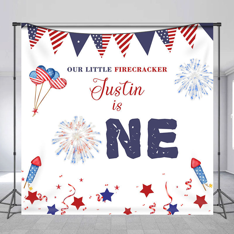 Lofaris Custom American Flag July of 4 Birthday Backdrop for Boy