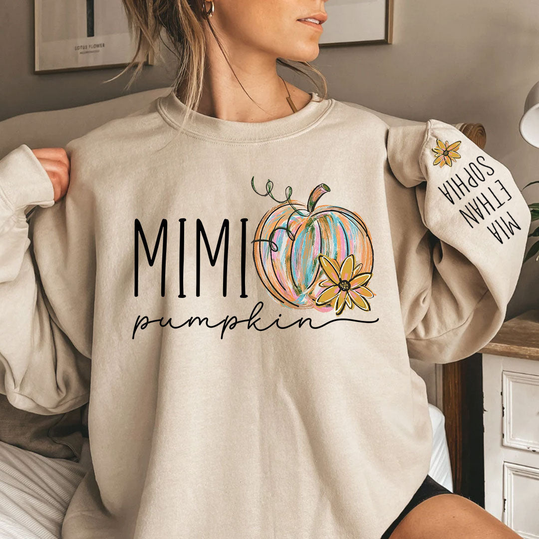 Lofaris Custom Autumn Mimi And Grandkids Pumpkin Sweatshirt